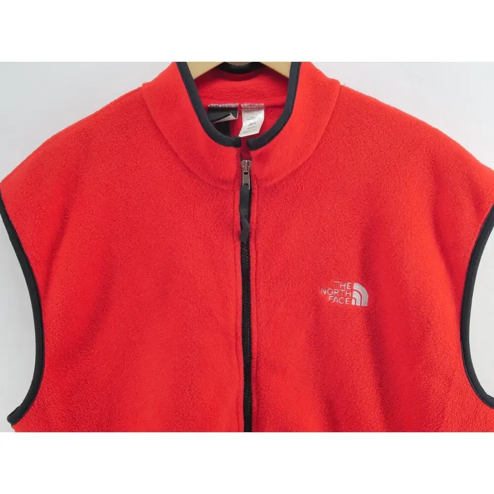 Vintage 90s The North Face Mens Red Fleece Full‎ Zip Vest Size XL
